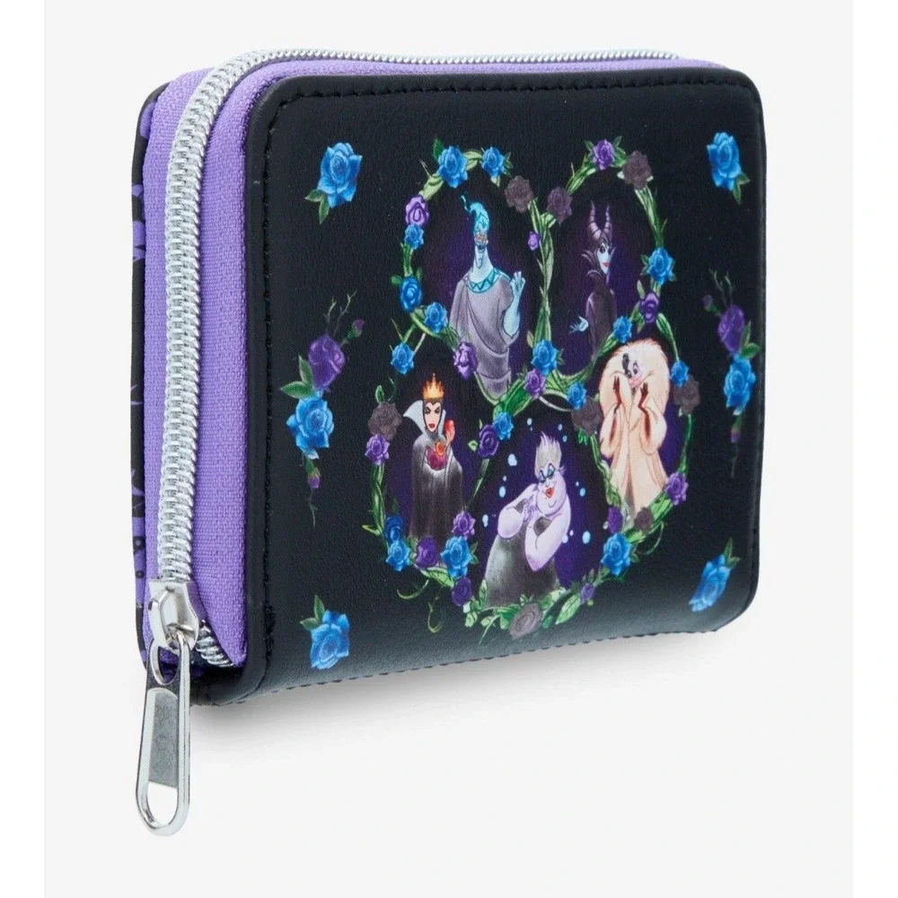 NEW! Loungefly Disney Villains‎ Purple Florals Satchel And Wallet SET Whimisgoth